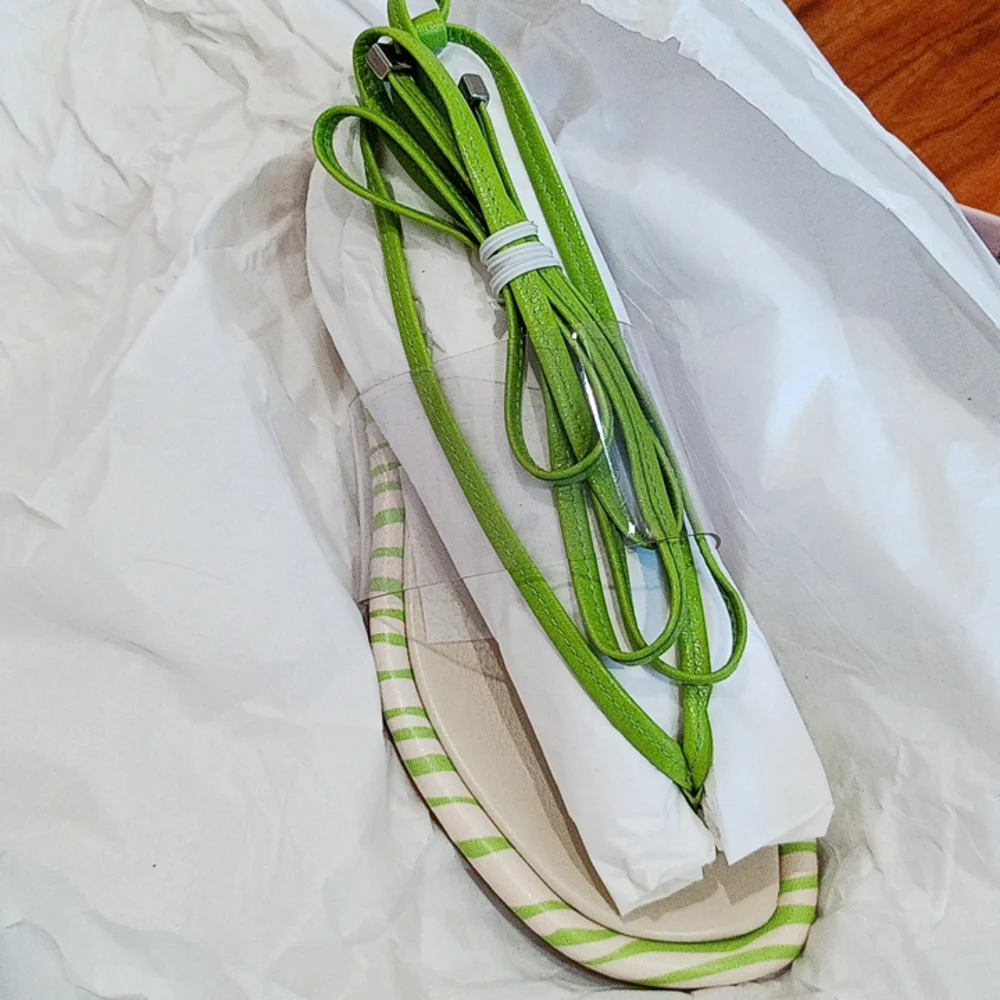 NWT Anthropologie Vicenza  Transparent Zebra Sandals in Lime
